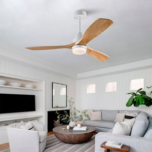 English Elm Hot 52 Inch Sycamore Wood Blade Ceiling Fan with DC Motor Dimmable LED Light W2991P406933