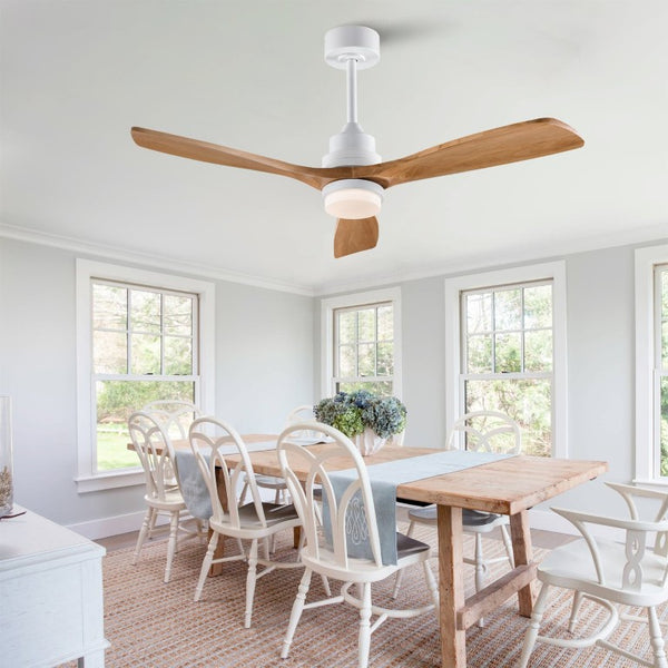 English Elm Hot 52 Inch Sycamore Wood Blade Ceiling Fan with DC Motor Dimmable LED Light W2991P406933