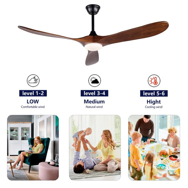 English Elm New 52 Inch Sycamore Wood Blade Ceiling Fan with LED Light Kit and Remote W2991P406943