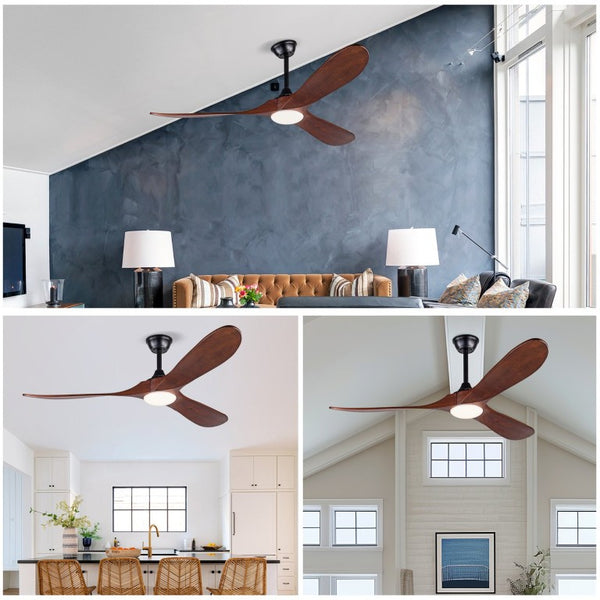 English Elm New 52 Inch Sycamore Wood Blade Ceiling Fan with LED Light Kit and Remote W2991P406943