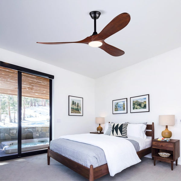 English Elm New 52 Inch Sycamore Wood Blade Ceiling Fan with LED Light Kit and Remote W2991P406943