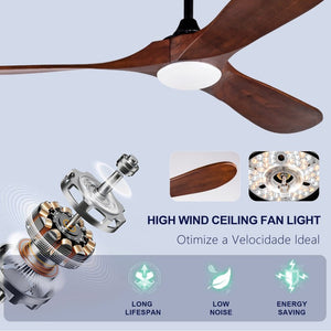 English Elm New 52 Inch Sycamore Wood Blade Ceiling Fan with LED Light Kit and Remote W2991P406943
