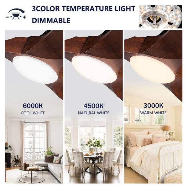 English Elm New 52 Inch Sycamore Wood Blade Ceiling Fan with LED Light Kit and Remote W2991P406943