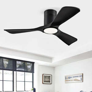 English Elm Hot 42 Inch Flush Mount Ceiling Fan with Dimmable Light DC Motor Remote Six Speed Black - B W2991P406944