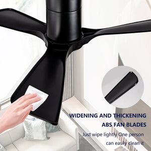 English Elm Hot 42 Inch Flush Mount Ceiling Fan with Dimmable Light DC Motor Remote Six Speed Black - B W2991P406944