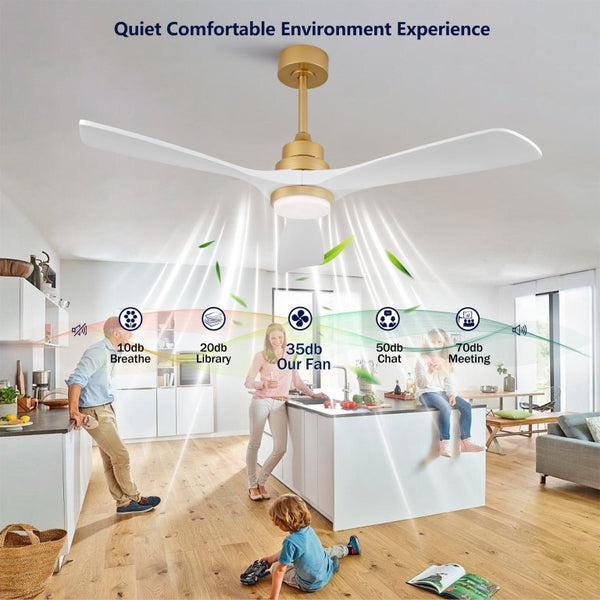English Elm Hot 52 Inch Sycamore Wood Blade Ceiling Fan with Dimmable LED and DC Reversible Motor W2991P406948