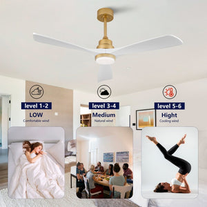 English Elm Hot 52 Inch Sycamore Wood Blade Ceiling Fan with Dimmable LED and DC Reversible Motor W2991P406948