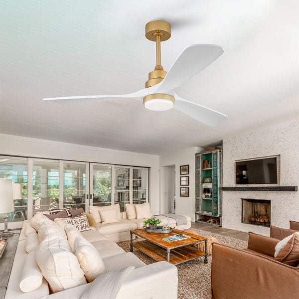 English Elm Hot 52 Inch Sycamore Wood Blade Ceiling Fan with Dimmable LED and DC Reversible Motor W2991P406948