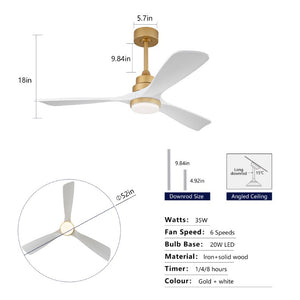 English Elm Hot 52 Inch Sycamore Wood Blade Ceiling Fan with Dimmable LED and DC Reversible Motor W2991P406948