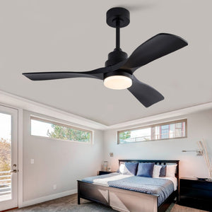 English Elm Hot 42 Inch Matte Black Ceiling Fan with LED Light Remote Walnut Blades Farmhouse Modern Black - B W2991P406950