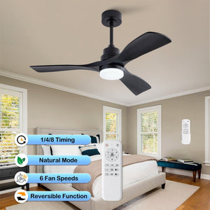 English Elm Hot 42 Inch Matte Black Ceiling Fan with LED Light Remote Walnut Blades Farmhouse Modern Black - B W2991P406950