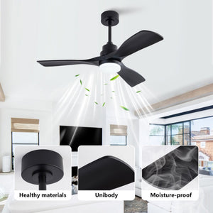 English Elm Hot 42 Inch Matte Black Ceiling Fan with LED Light Remote Walnut Blades Farmhouse Modern Black - B W2991P406950