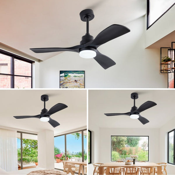 English Elm Hot 42 Inch Matte Black Ceiling Fan with LED Light Remote Walnut Blades Farmhouse Modern Black - B W2991P406950