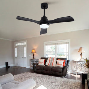 English Elm Hot 42 Inch Matte Black Ceiling Fan with LED Light Remote Walnut Blades Farmhouse Modern Black - B W2991P406950