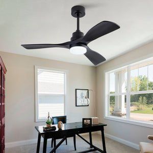 English Elm Hot 42 Inch Matte Black Ceiling Fan with LED Light Remote Walnut Blades Farmhouse Modern Black - B W2991P406950