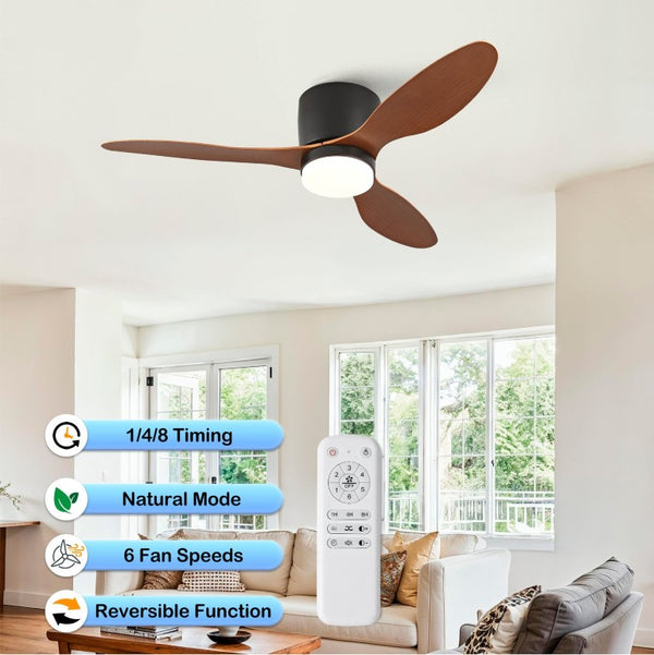 English Elm 42 Inch Flush Mount Ceiling Fan with Light Remote DC Motor Indoor Outdoor Bedroom W2991P406951