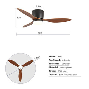 English Elm 42 Inch Flush Mount Ceiling Fan with Light Remote DC Motor Indoor Outdoor Bedroom W2991P406951