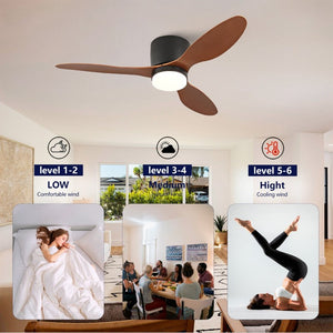 English Elm 42 Inch Flush Mount Ceiling Fan with Light Remote DC Motor Indoor Outdoor Bedroom W2991P406951