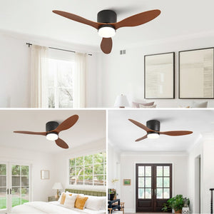 English Elm 42 Inch Flush Mount Ceiling Fan with Light Remote DC Motor Indoor Outdoor Bedroom W2991P406951