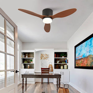 English Elm 42 Inch Flush Mount Ceiling Fan with Light Remote DC Motor Indoor Outdoor Bedroom W2991P406951