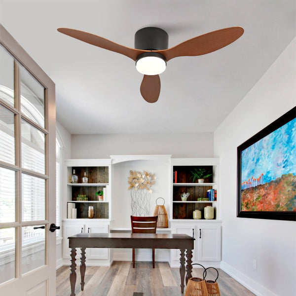 English Elm 42 Inch Flush Mount Ceiling Fan with Light Remote DC Motor Indoor Outdoor Bedroom W2991P406951