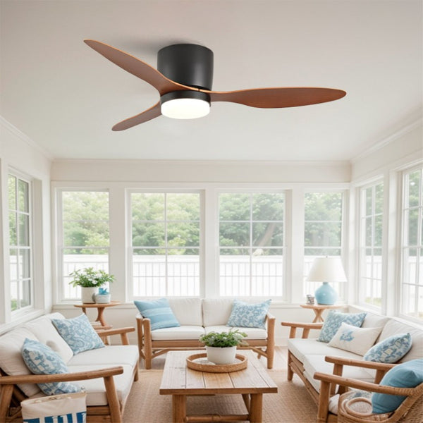 English Elm 42 Inch Flush Mount Ceiling Fan with Light Remote DC Motor Indoor Outdoor Bedroom W2991P406951