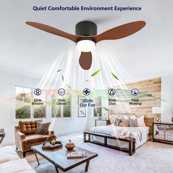 English Elm 42 Inch Flush Mount Ceiling Fan with Light Remote DC Motor Indoor Outdoor Bedroom W2991P406951