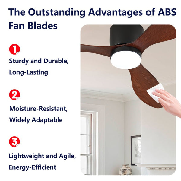 English Elm 52 Inch Flush Mount Ceiling Fan with Light Remote Six Speed DC Motor Indoor Outdoor W2991P406952