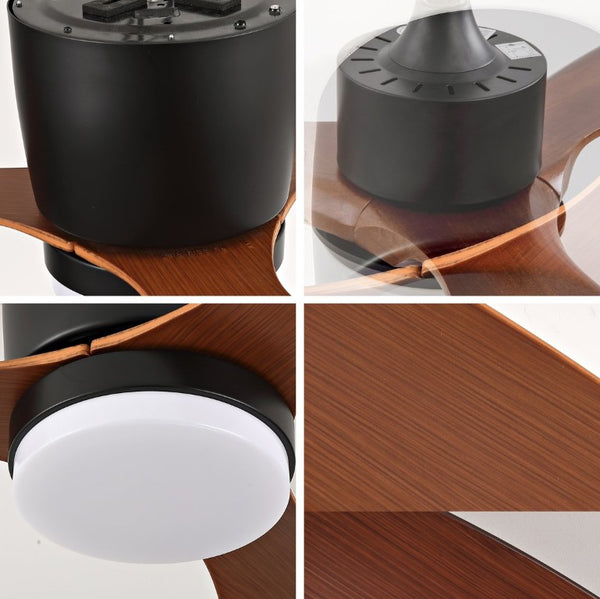 English Elm 52 Inch Flush Mount Ceiling Fan with Light Remote Six Speed DC Motor Indoor Outdoor W2991P406952