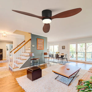English Elm 52 Inch Flush Mount Ceiling Fan with Light Remote Six Speed DC Motor Indoor Outdoor W2991P406952