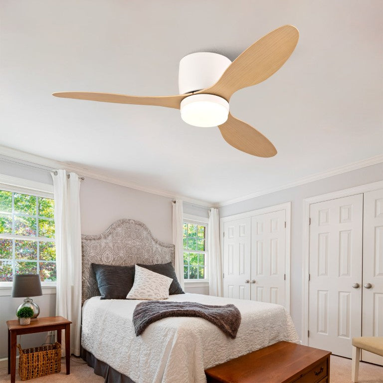 English Elm 42-Inch Flush Mount Ceiling Fan with Light Remote Reversible DC Motor Low Profile W2991P406953