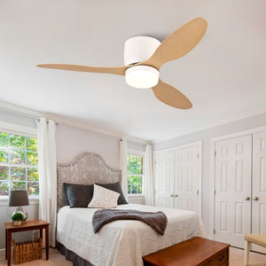 English Elm 42-Inch Flush Mount Ceiling Fan with Light Remote Reversible DC Motor Low Profile W2991P406953