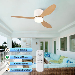 English Elm 42-Inch Flush Mount Ceiling Fan with Light Remote Reversible DC Motor Low Profile W2991P406953