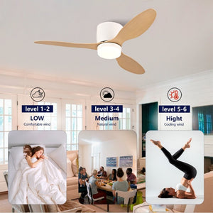English Elm 42-Inch Flush Mount Ceiling Fan with Light Remote Reversible DC Motor Low Profile W2991P406953