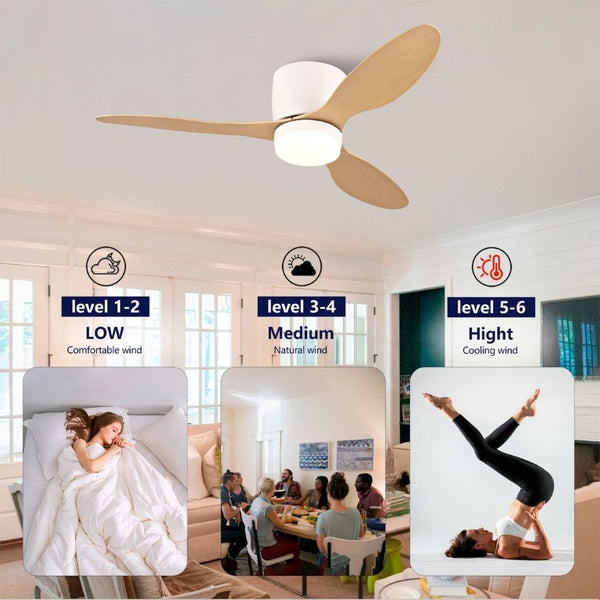 English Elm 42-Inch Flush Mount Ceiling Fan with Light Remote Reversible DC Motor Low Profile W2991P406953