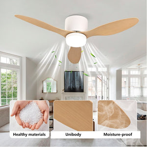 English Elm 42-Inch Flush Mount Ceiling Fan with Light Remote Reversible DC Motor Low Profile W2991P406953