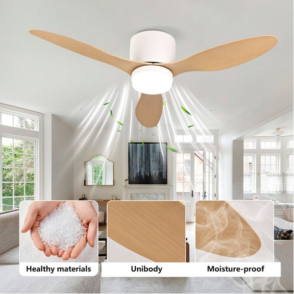 English Elm 42-Inch Flush Mount Ceiling Fan with Light Remote Reversible DC Motor Low Profile W2991P406953