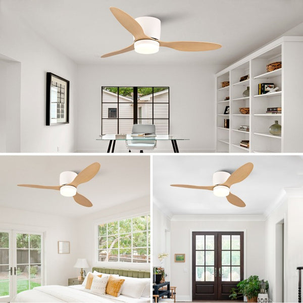 English Elm 42-Inch Flush Mount Ceiling Fan with Light Remote Reversible DC Motor Low Profile W2991P406953