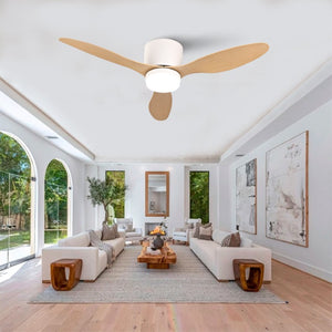 English Elm 42-Inch Flush Mount Ceiling Fan with Light Remote Reversible DC Motor Low Profile W2991P406953