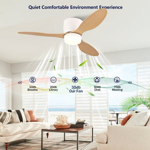 English Elm 42-Inch Flush Mount Ceiling Fan with Light Remote Reversible DC Motor Low Profile W2991P406953