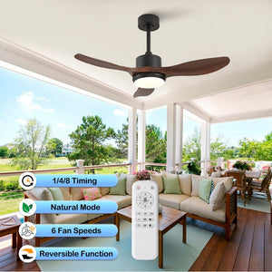 English Elm Hot 42 Inch Matte Black Ceiling Fan Dimmable LED Walnut Blades DC Motor Remote W2991P407013