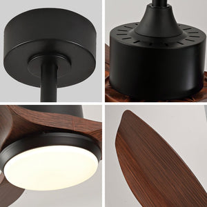 English Elm Hot 42 Inch Matte Black Ceiling Fan Dimmable LED Walnut Blades DC Motor Remote W2991P407013