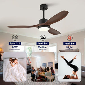 English Elm Hot 52 Inch Matte Black Ceiling Fan Dimmable LED Walnut Blades Quiet DC Motor W2991P407014