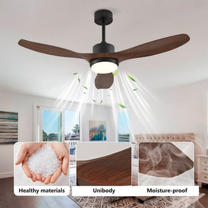 English Elm Hot 52 Inch Matte Black Ceiling Fan Dimmable LED Walnut Blades Quiet DC Motor W2991P407014
