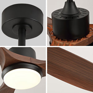 English Elm Hot 52 Inch Matte Black Ceiling Fan Dimmable LED Walnut Blades Quiet DC Motor W2991P407014