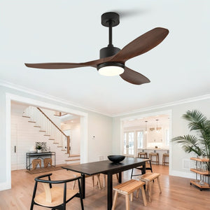 English Elm Hot 52 Inch Matte Black Ceiling Fan Dimmable LED Walnut Blades Quiet DC Motor W2991P407014