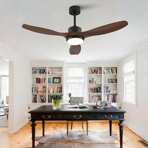 English Elm Hot 52 Inch Matte Black Ceiling Fan Dimmable LED Walnut Blades Quiet DC Motor W2991P407014