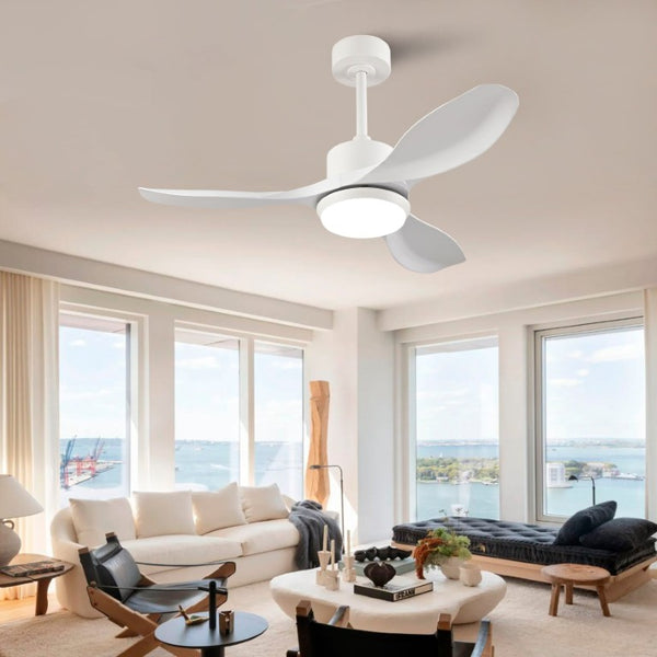 English Elm Best-Selling 42 Inch White DC Motor Ceiling Fan Dimmable LED Remote Bedroom Use W2991P407015