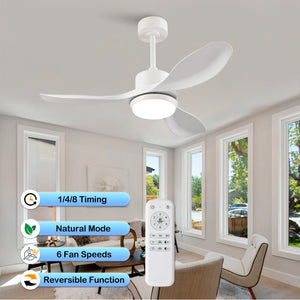 English Elm Best-Selling 42 Inch White DC Motor Ceiling Fan Dimmable LED Remote Bedroom Use W2991P407015