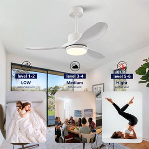 English Elm Best-Selling 42 Inch White DC Motor Ceiling Fan Dimmable LED Remote Bedroom Use W2991P407015